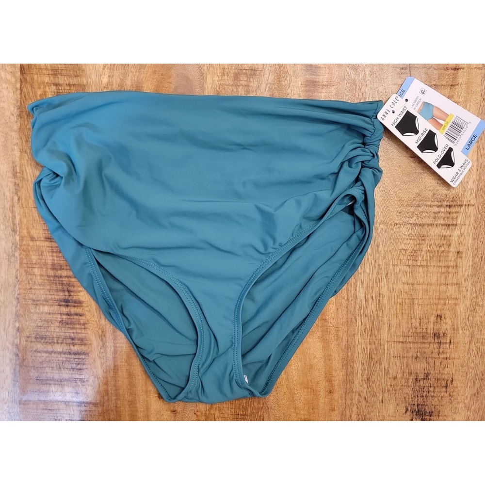 Anne Cole Limited Edition Ladies Large High Waist Shirred Swimsuit Bottom NWT